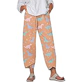 MARSVOVO Fashion Pants for Women Soft Wide Leg High Waisted Trousers Casual Summer Slacks with Pockets