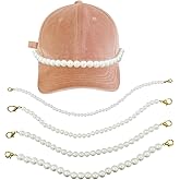4pcs Pearl Trucker Hat Chains,Detachable Chains Bulk Trucket Hat Charms for DIY Tennis Baseball Cap Truckers Accessories