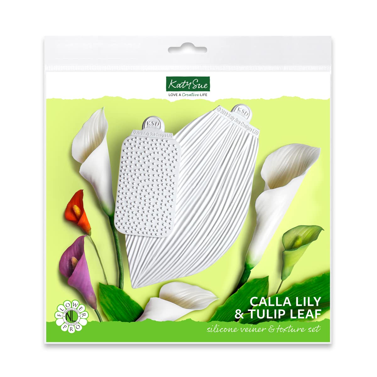 Flower Pro Calla Lily & Tulip Leaf Silicone Mould & Veiner Set for Cake Decorating & Clay Crafts by Katy Sue Moulds & Flower Pro Moulds. Use with Fondant & Air Dry Clay.