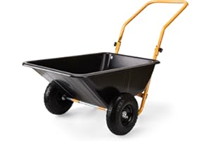 SANMEO Foldable Handle 2 Wheel Garden Cart with 10" Pneumatic Tires-Heavy Duty Yard Wagon for Soil,Mulch,Plants,Easy Storage,High Stability&Quick Assembly(Black)