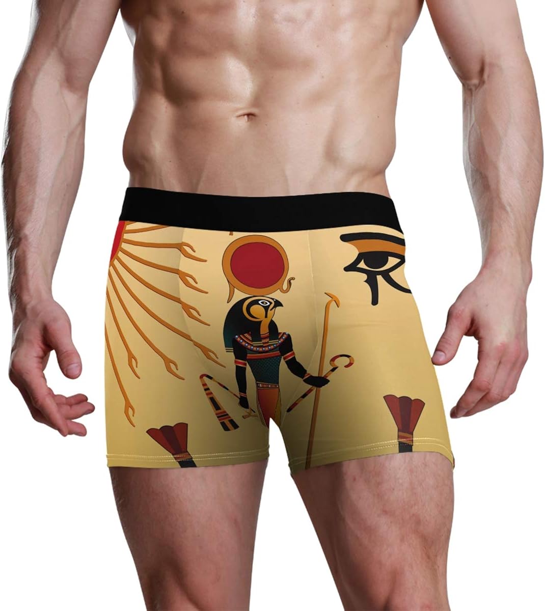 Sun Desert Ancient Egyptian Yellow Stretch Boxer Trunk Bulge Pouch Mens