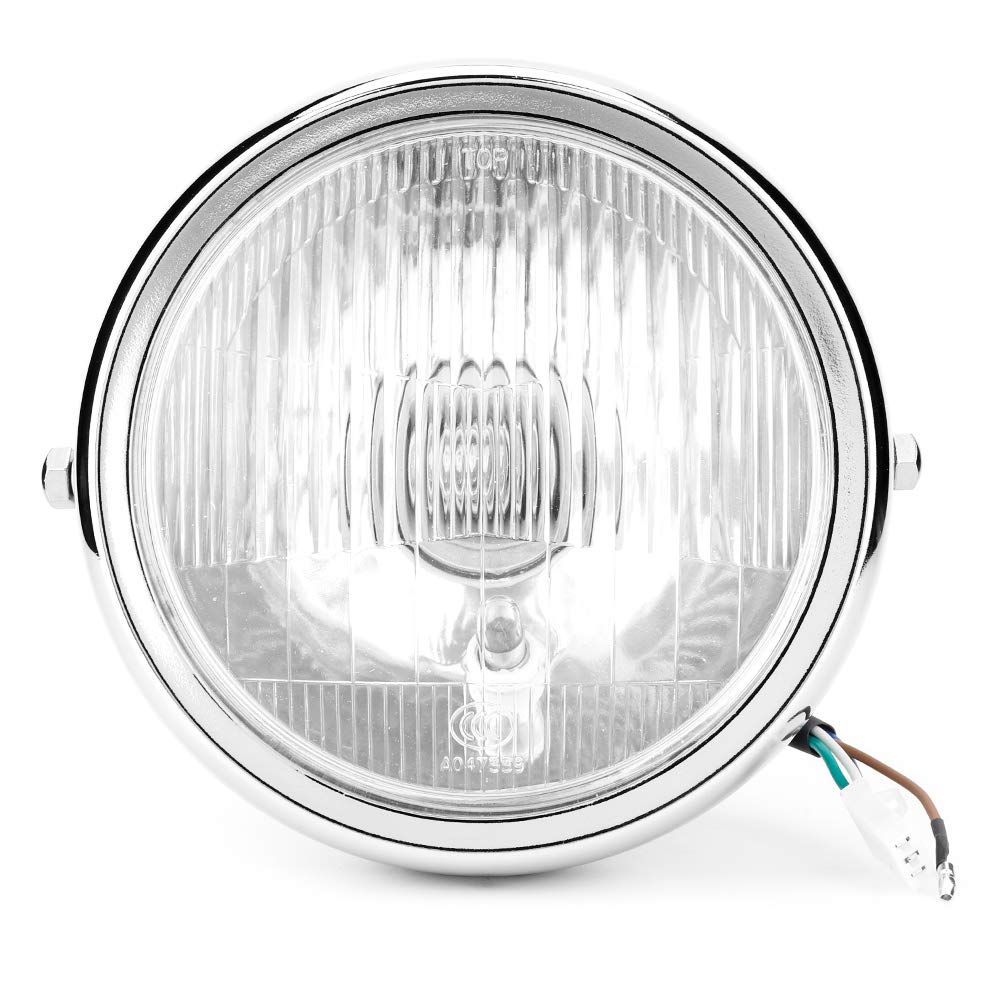 Motorcycle ont Headlight – iversal, Silver Shell & e Lens for GN125 – Stylish, & High Visibility Headlamp for Bike Enthusiasts