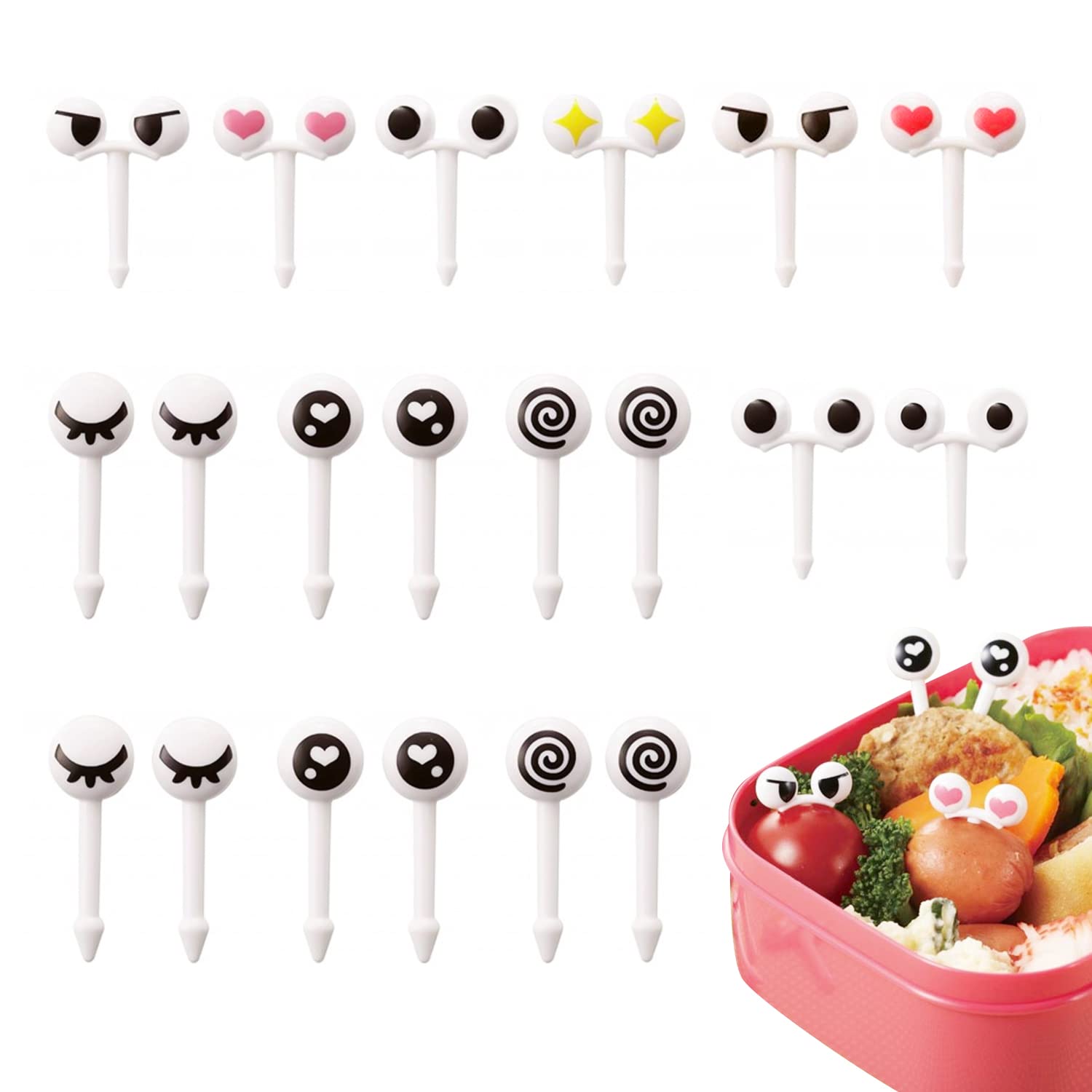 20 Pieces Plastic Eye Toothpicks, Reusable Lunch Toothpicks, Fruit Toothpicks, Cartoon Toothpicks, Party Supplies