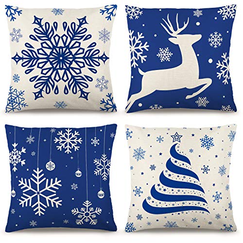 YGEOMER Christmas Blue Farmhouse Pillow Covers 18x18 Brunei Ubuy