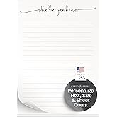 Curio Press Personalized Stationery Notepads for Women & Men, 50 to 100 Sheets Custom Notepads Personalized with All Lower Case Name Custom Stationery Note Pads for Memo, To Do List - Swash Script Pad