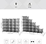 Songmics 16-Cube Storage Unit Shoe Rack DIY Shelving Grey LPC44G 30 x 111.2 x view 3