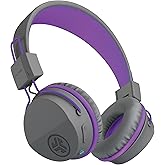 JLab Audio JBuddies Studio Bluetooth On-Ear Kids Headphones, 13 Hour Battery Life, Studio Volume Safe, Volume Limiter, Folding, Adjustable, Noise Isolation, with Mic, Gray/Purple