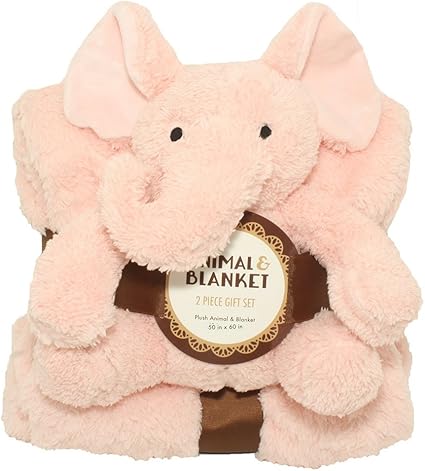 silver one sherpa plush stuffed animal and throw blanket