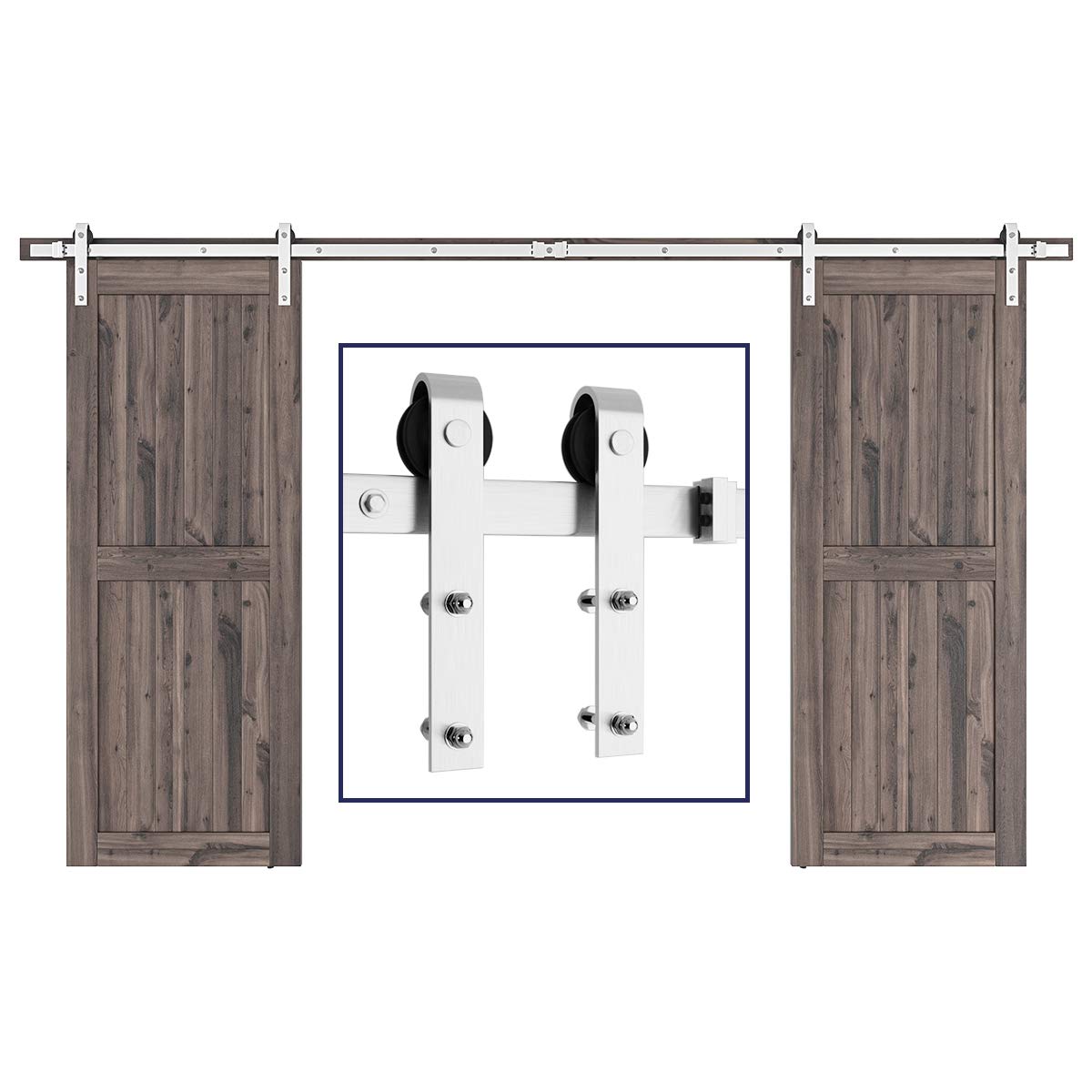SMARTSTANDARD 12ft Siliding Barn Door Hardware Kit