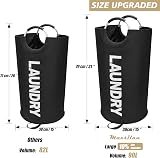 Maxsilan 90L Large Laundry Basket Freestanding Collapsible Black view 3