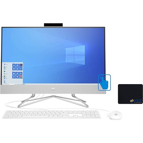 HP All in One Desktop, 27" Full HD Touchscreen, AMD Ryzen 5-3500U Processor, 16GB RAM, 256GB SSD+1TB HDD, Webcam, Microphone, Wiless-AC, Windows 10 Home, White, KKE Mousepad