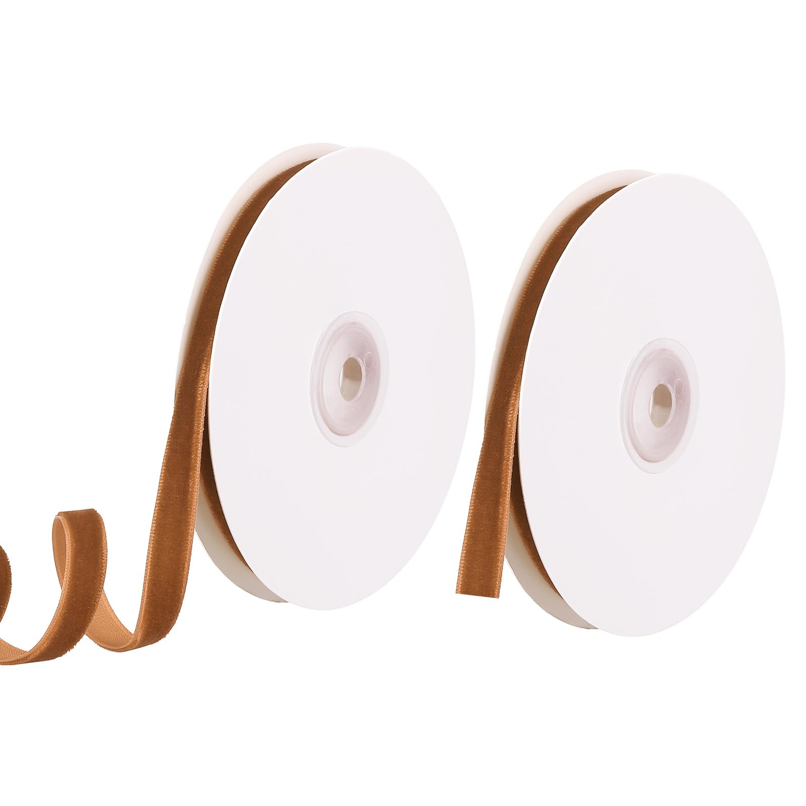PATIKIL Velvet Ribbon 3/8 Inch 10 Yard, 2 Rolls Polyester Single Face Spool for Gift Wrapping Wedding Flower Bouquet Bow Handmade Craft Decorations, Khaki