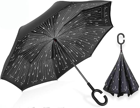 Amazon 逆さ傘 逆さ 傘 車用 傘 逆転傘 逆さま傘 逆折り式傘 逆さに開く傘 逆さがさ 傘 ブラック Urgreat 長傘 通販