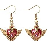 Lovely Heart and Crown Crystal Dangle Earrings - Sweet Cosplay Jewelry for Women