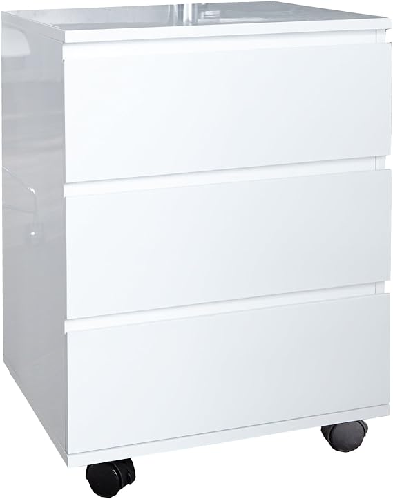 Big Deal Small on Wheels with 3 Drawers and Modern Design High Gloss White Amazon.co.uk