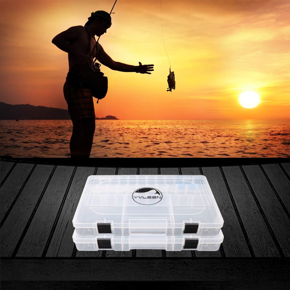 YVLEEN Fishing Tackle Box Organizer - 3600 3700 Tackle Plastic Storage Box Kit with Adjustable Dividers, Large Utility Tackle Plastic Organizer Boxes for Fishing Lures, Included 2pcs of Extra Clip : Sports & Outdoors