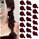 20 Pcs Red Velvet Mini Hair Clips Flower Heart Hair Small Hair Barrettes Clamps Non Slip Tiny Velvet Alligator Clips for Girls Women Valentine’s Day New Year Christmas Decor, 2 Styles