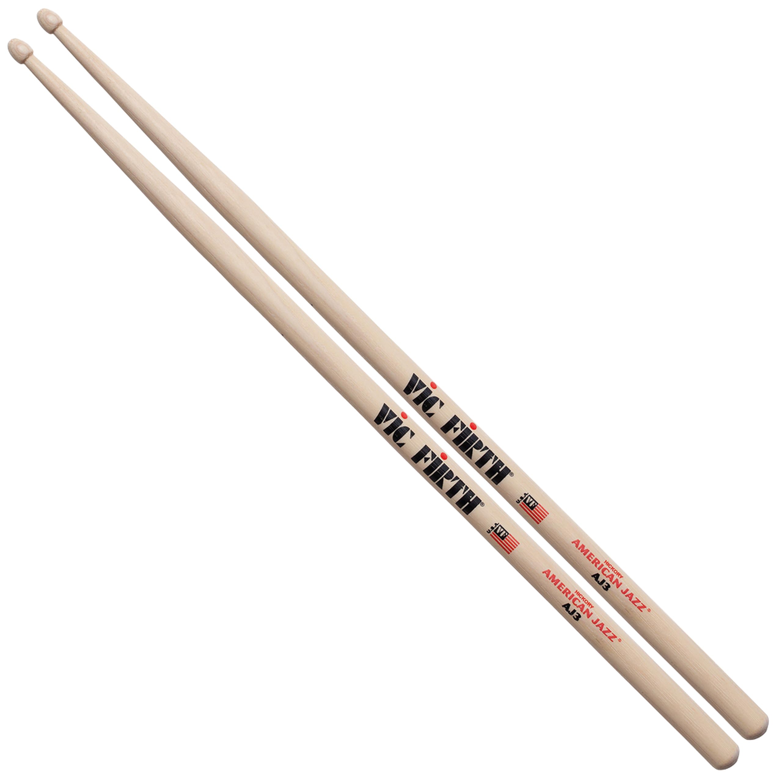 Vic FIrth - American Jazz® Drumsticks AJ3 - American Hickory - Tear Drop Wood Tip