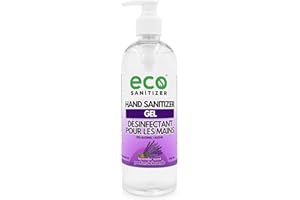 Eco Hand Sanitizer Gel, 500 ml, Lavender Scented Sanitizer, 70% Ethyl Alcohol, Plant‑Based, Made in Canada - For Convenient H