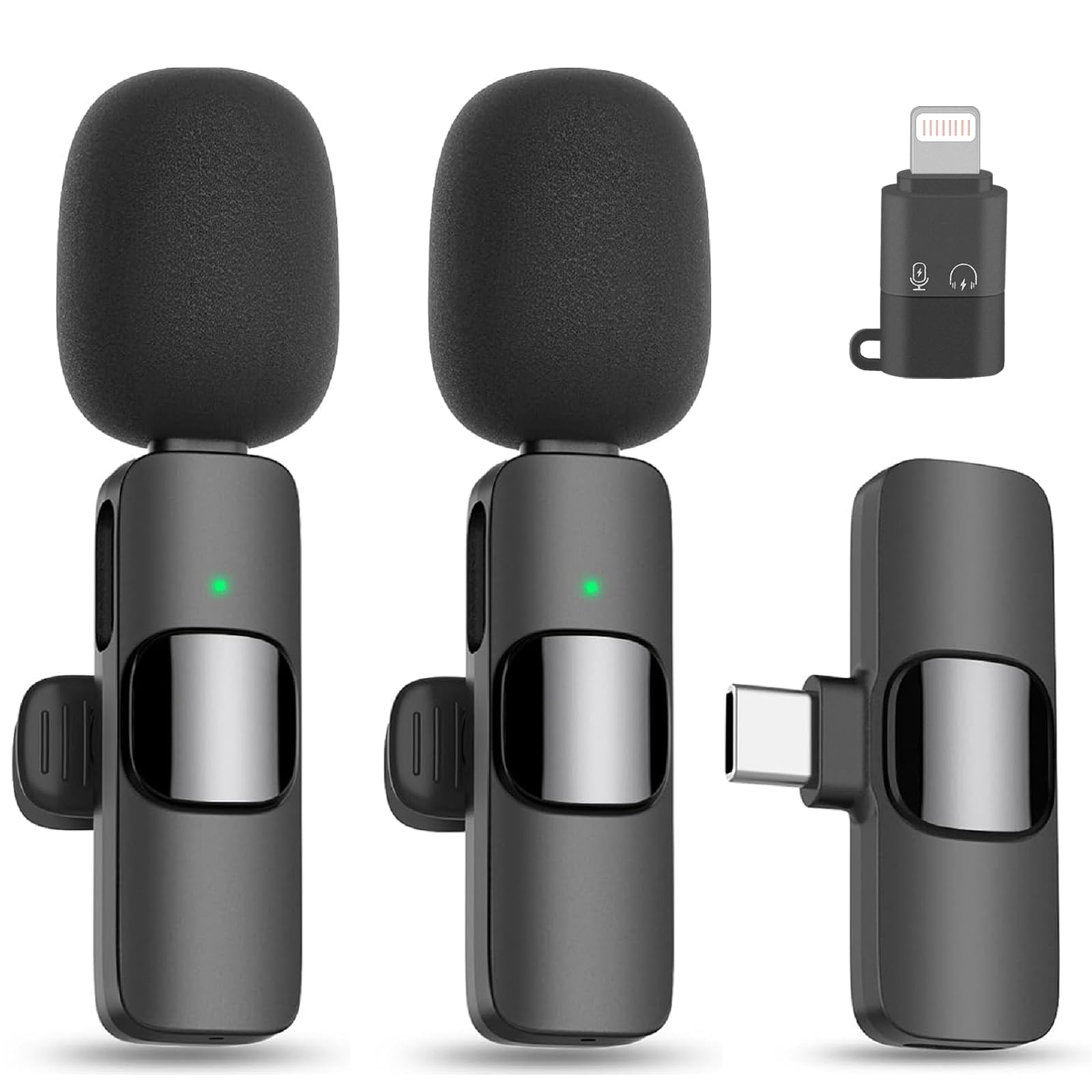 Microphone Wireless for iPhone & Android Phone - Mini Microphone for Video Recording YouTube Podcast Interview & Vlog Livestream, Lavalier Lapel Mic