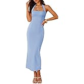 ZESICA Women's 2026 Summer Sleeveless Midi Dress Halter Neck Backless Wedding Guest Cocktail Party Bodycon Long Dresses