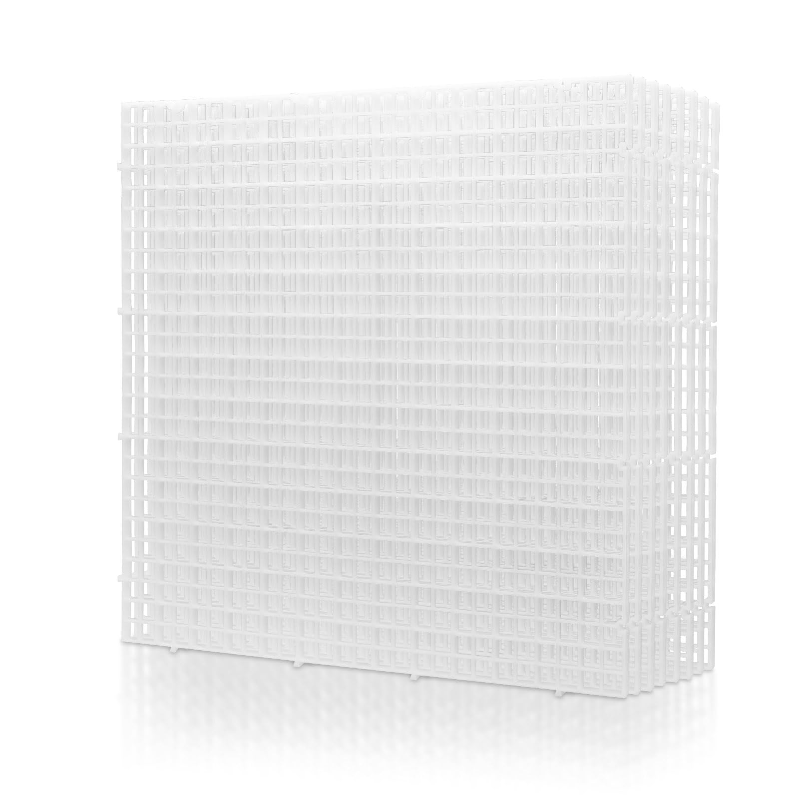 LINLAN 8 Pieces 11.8x11.8in (30X30cm) Aquarium Grid Plastic, Fish Tank Divider, Egg Crate for DIY Filtration and Bottom Protection in Aquascaping (White-No Accessories)
