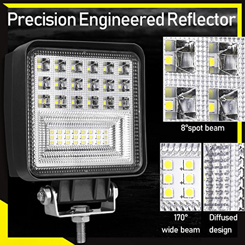 LED Pods, Swatow Industries 2PCS 4Inch Spot Flood Combo Diffused Square LED Work Lights Off Road LED Cubes LED Driving Lights for Truck 4x4 Tractor Heavy Duty UTV ATV Boat - 2 Yr Warranty