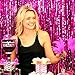Adorox Metallic Silver Gold Rainbow Photo Backdrop Foil Fringe Curtains Party Wedding Event Decoration (Metallic Pink)