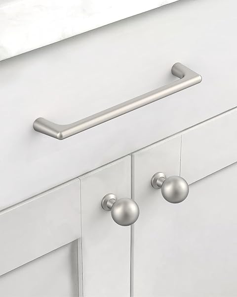 COINKOLY 10 PACK 5″(128MM) SATIN NICKEL CABINET PULLS KITCHEN DRAWER BRUSHED NICKEL CABINET HANDLES CUPBOARD HARDWARE FOR CABINETS
