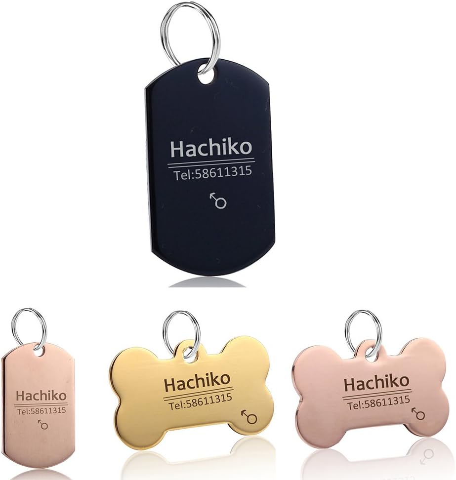 YVYOO Custom for Dog Collar Stainless Steel Dog cat tag Free Engraved Pet Dog Collar Accessories ID tag Name Telephone Personalized Dogtags