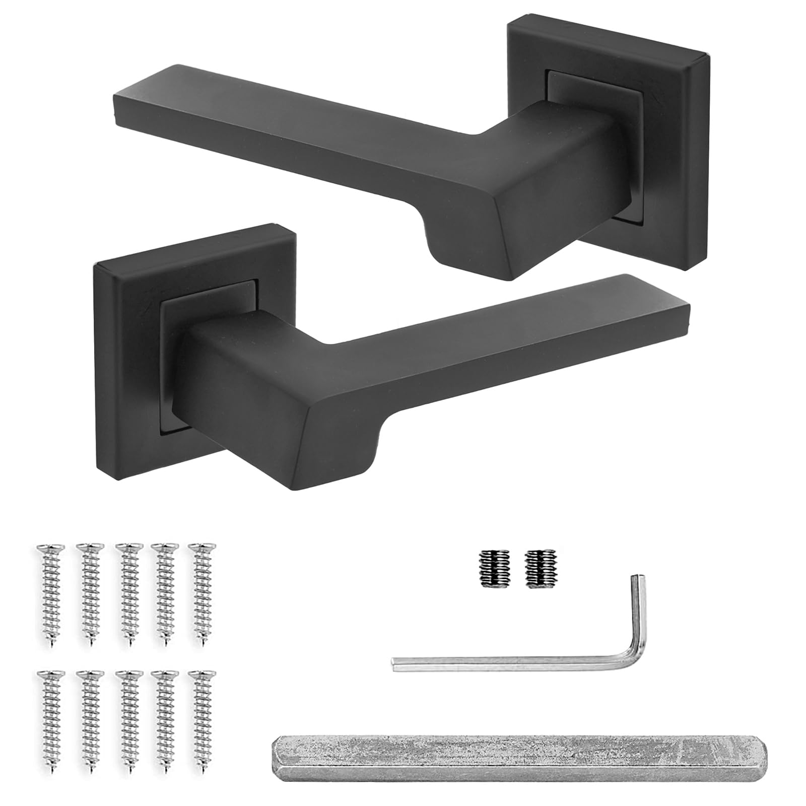 Decoranddecor Spectra Matt Black Aluminium Lever Handles – Internal Door Set for Bedrooms and Bathrooms, Modern Hardware with Smooth Finish and Contemporary Design for Stylish Interior Spaces