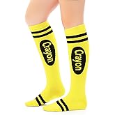 Geyoga Funny Crayon Socks for Women Crayon Knee High Socks Novelty Stocking Stuffers Rainbow Pencil Stockings
