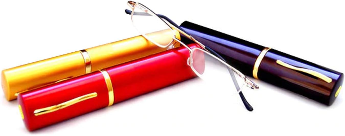 Boomer Eyeware Extra Pair of Deluxe Tube Readers, High-Quality Pocket Reading Glasses for Men & Women, 3.50, Assorted Colors, 3 Pack