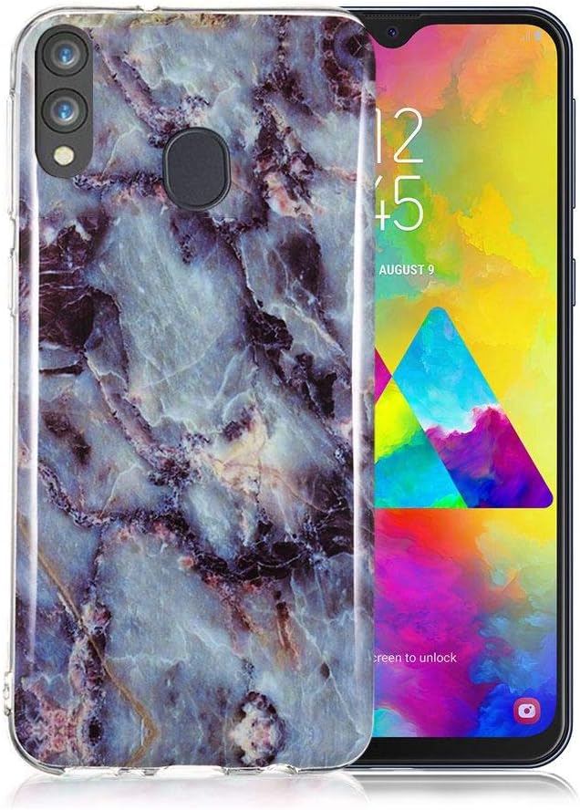 Marble Phone Case for Samsung Galaxy M20, Silicone Case Marble Pattern Ultra Slim Transparent Slim-Fit Anti-Scratch Shock Proof TPU Soft Gel Case Cover Bumper Protective Rubber Shell - Brown