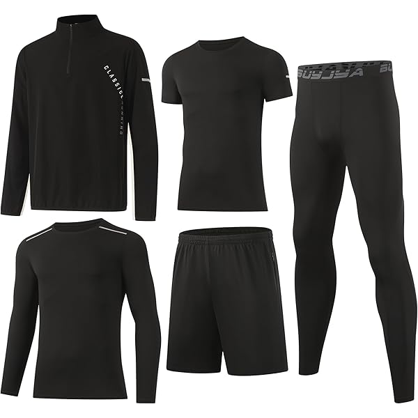 Amazon.com: BUYJYA 5Pcs Men's Compression Pants Shirt Top Long