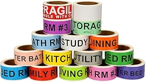 Immuson Removable Home Moving Labels, 960pcs Color Coding Labels for Packing Box, 16 Rolls Different Moving Stickers, 60 Labels/Roll