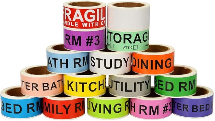 Immuson Removable Home Moving Labels, 960pcs Color Coding Labels for Packing Box, 16 Rolls Different Moving Stickers, 60 Labels/Roll