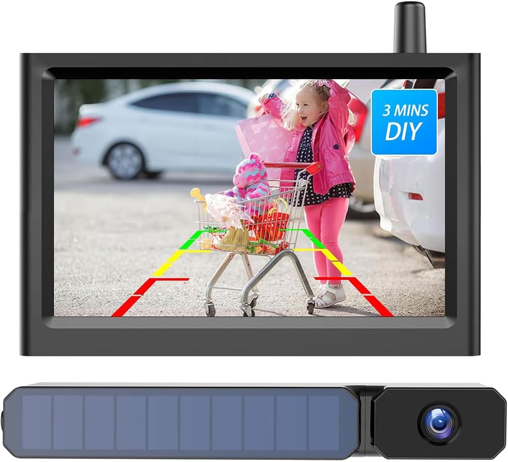 AUTO-VOX Solar Powered Wireless Reversing Camera Kit IP69K 3 Min DIY Car
