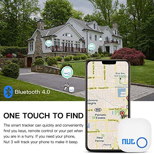 Key Finder with App for Phones- Evershop Smart Tracker Bluetooth Item Finder Car Key GPS Locator Alarm Reminder for Phone, Pets, Keychain, Wallet,Luggage (White and White)