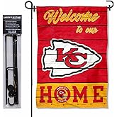 Kansas City Chiefs Welcome To Our Home Garden Flag and Flagpole Mount