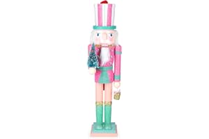 MicoSim Christmas Nutcracker Decor,15" Wooden Nutcracker Decorations,Collects Nutcracker Ornament for Festival Party Outdoor Xmas Gifts (Pink Christmas Tree)…