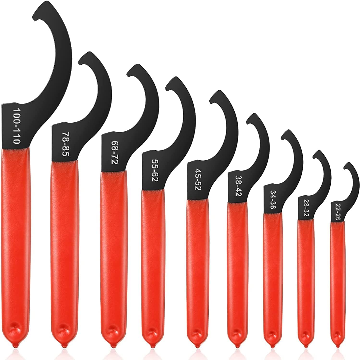 MSYU 9 Pieces Coilover Spanner Wrench Set Adjustable Shock Coilover Wrench Spanners Hook Wrenches Tools Coilover Wrench Steel Spanner for Suspension System and Shock Adjustments