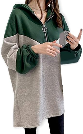 Amazon スロウライド レディース パーカー トレーナー スウェット フード ロングサイズ バイカラー ジップアップ 部屋着 春 秋 冬 トレーナー パーカー 通販