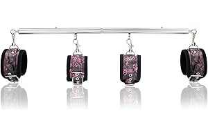 CLADELE Spreader Bar Expandable Exercise Stainless Steel with 4 pcs Fur Adjustable Strap, Yoga Training Fitness Gear, Workout Bar,Sports Gym Kit