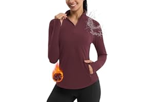 Emlovm Women's Fleece Running Jacket Quarter Zip Pullover Water Resistant Thermal Equestrian Shirt Warm Winter Golf Gear