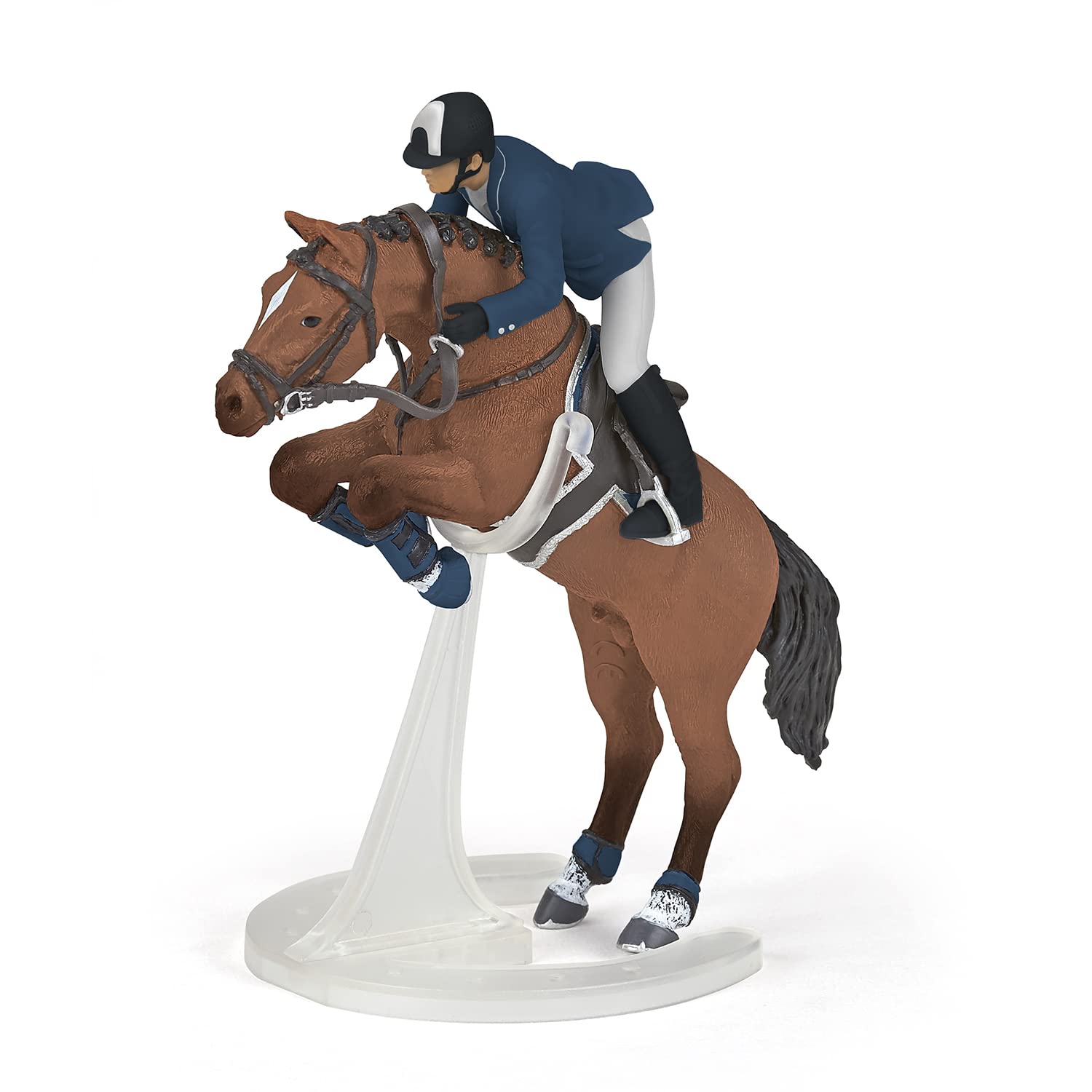 Papo - Horse Rider and Jumping Horse Figurine, Equestrian Passion, Toy for Children from 3 Years Old - Introduction to Sport and Equestrian Competition