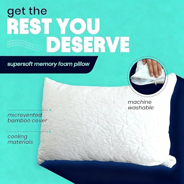 THIPOSEAM KING SIZE MEMORY FOAM PILLOWS – 2-PACK WITH CERTIPUR-US CERTIFIED, DETACHABLE BAMBOO-DERIVED VISCOSE COVER, ADJUSTABLE FIRMNESS WITH BONUS FILL, MACHINE-WASHABLE SUPPORT CORE