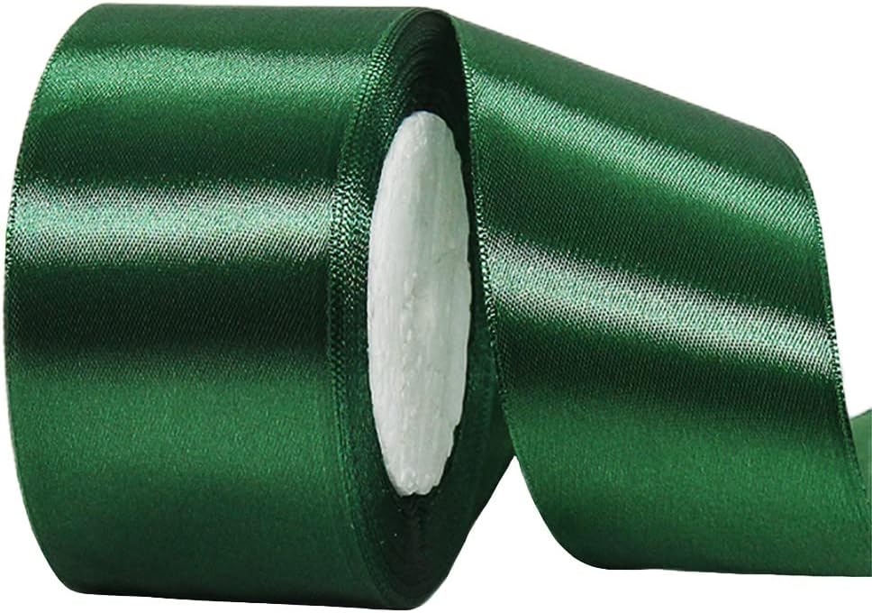 HONGCI 50mm Wide Dark Green Satin Ribbon 22m Gift Craft Bow Wrap