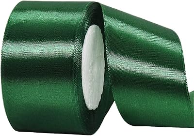 HONGCI 50mm Wide Dark Green Satin Ribbon 22m Gift Craft Bow Wrap