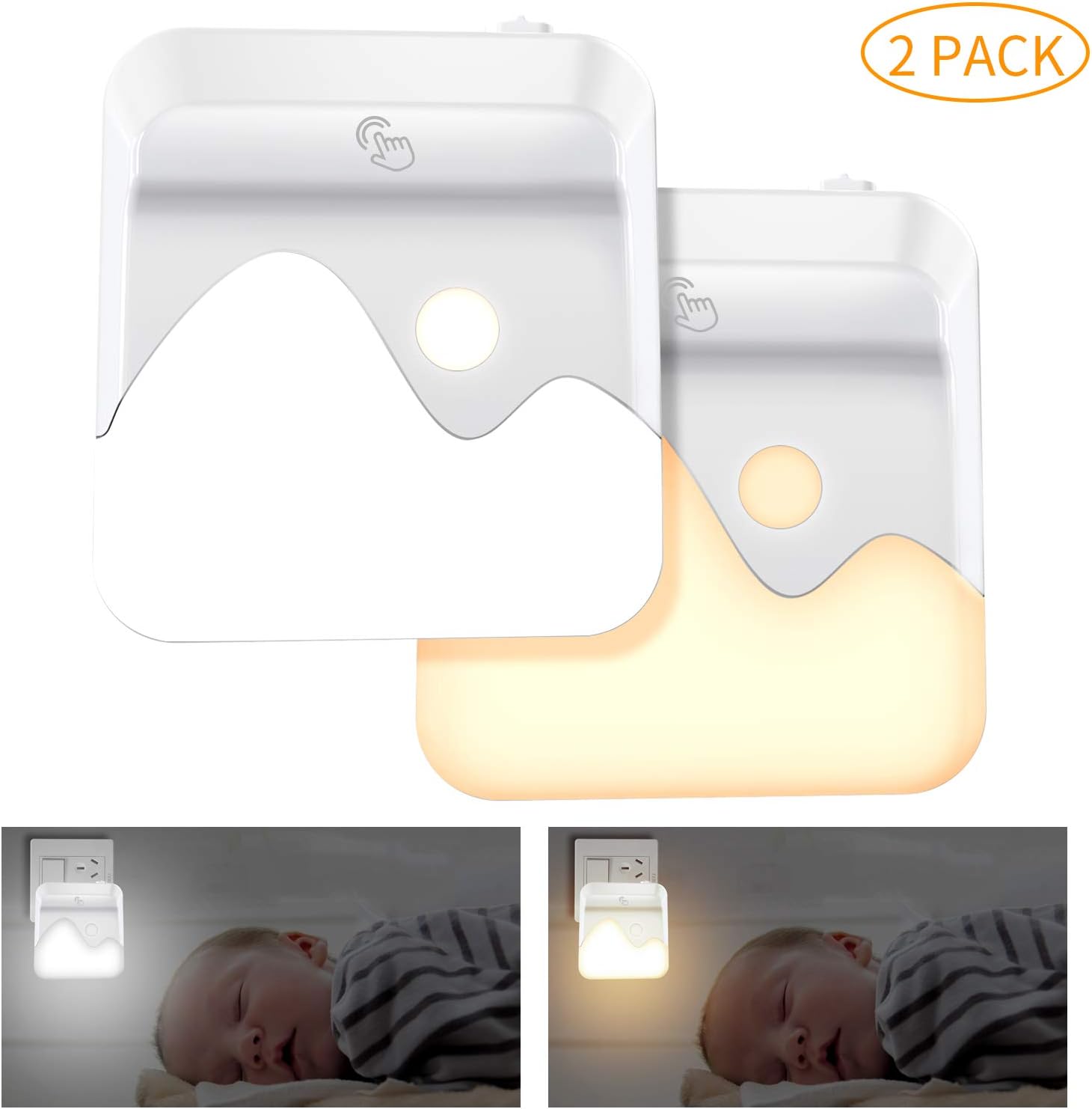 Plug-in Night Light,2700K/6000K Dimmable LED Night Light for Kids Adult Bedroom Kitchen,Dusk-to-Dawn Sensor with 2 Modes Optional